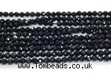 CON121 15.5 inches 3mm faceted round black onyx gemstone beads