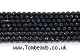 CON123 15.5 inches 5mm faceted round black onyx gemstone beads