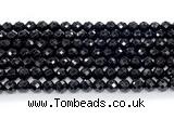 CON130 15.5 inches 5mm faceted round black onyx gemstone beads