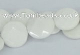 CAA02 15.5 inches 18mm faceted coin white agate gemstone beads