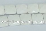 CAA04 15.5 inches 10*10mm faceted square white agate gemstone beads