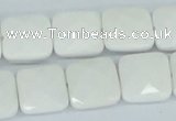 CAA05 15.5 inches 14*14mm faceted square white agate gemstone beads