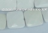 CAA06 15.5 inches 18*18mm faceted square white agate gemstone beads