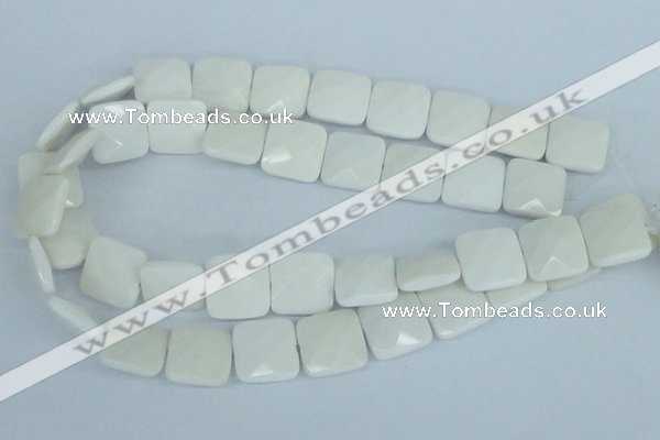 CAA06 15.5 inches 18*18mm faceted square white agate gemstone beads