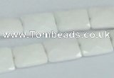 CAA07 15.5 inches 10*14mm faceted rectangle white agate gemstone beads