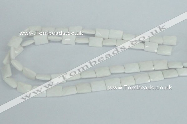 CAA07 15.5 inches 10*14mm faceted rectangle white agate gemstone beads