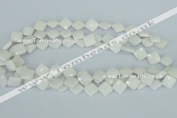 CAA09 15.5 inches 12*12mm faceted diamond white agate gemstone beads