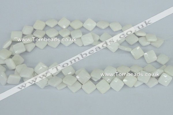 CAA09 15.5 inches 12*12mm faceted diamond white agate gemstone beads