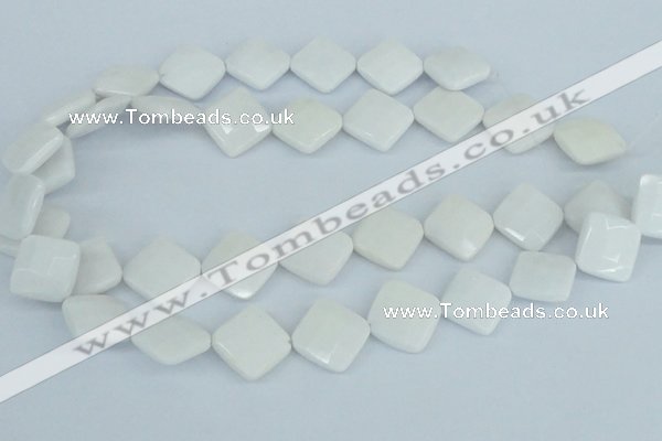 CAA10 15.5 inches 18*18mm faceted diamond white agate gemstone beads