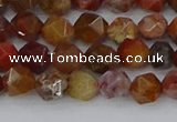 CAA1000 15.5 inches 6mm faceted nuggets red moss agate beads