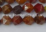 CAA1001 15.5 inches 8mm faceted nuggets red moss agate beads