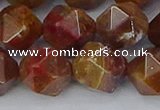 CAA1003 15.5 inches 12mm faceted nuggets red moss agate beads