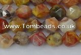 CAA1014 15.5 inches 6mm faceted nuggets red crazy lace agate beads