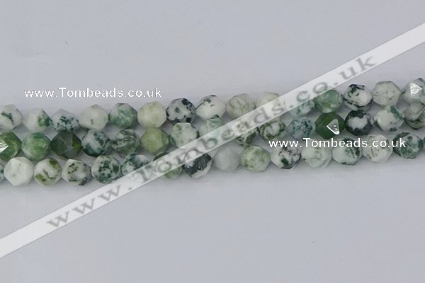 CAA1023 15.5 inches 12mm faceted nuggets tree agate beads