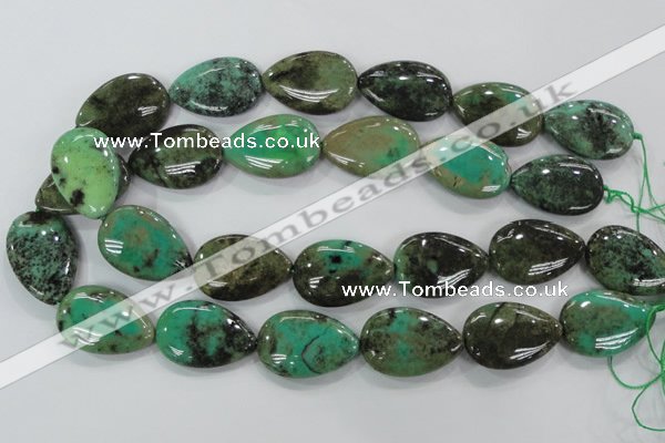 CAA104 15.5 inches 20*30mm flat teardrop grass agate gemstone beads