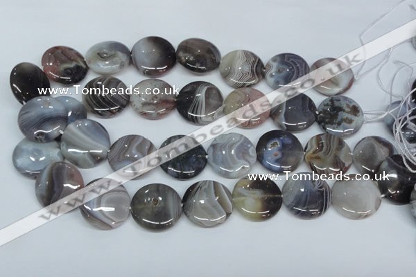 CAA106 15.5 inches 25mm coin botswana agate gemstone beads