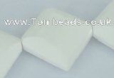 CAA11 15.5 inches 25*25mm faceted diamond white agate gemstone beads