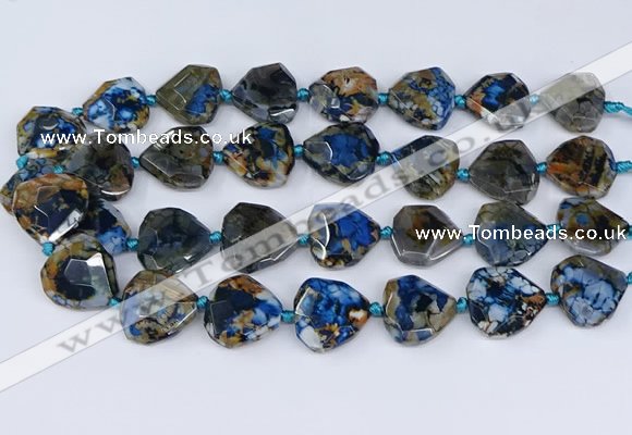 CAA1136 18*20mm - 25*35mm faceted freeform dragon veins agate beads