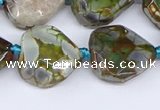 CAA1137 18*20mm - 25*35mm faceted freeform dragon veins agate beads