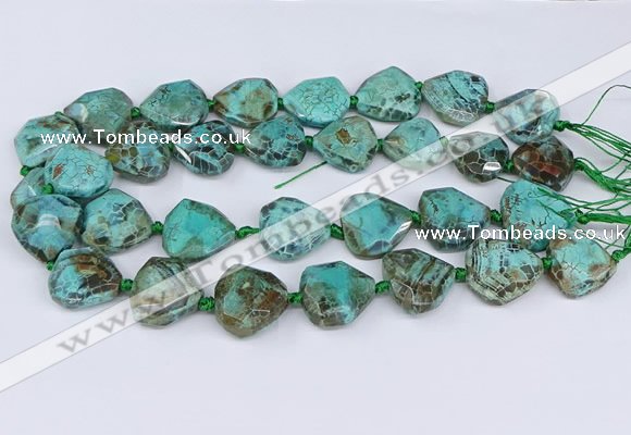 CAA1138 18*20mm - 25*35mm faceted freeform dragon veins agate beads