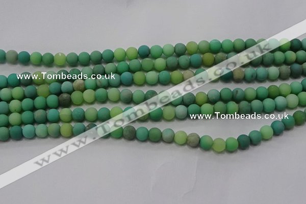 CAA1150 15.5 inches 4mm round matte grass agate beads wholesale