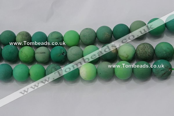 CAA1155 15.5 inches 14mm round matte grass agate beads wholesale