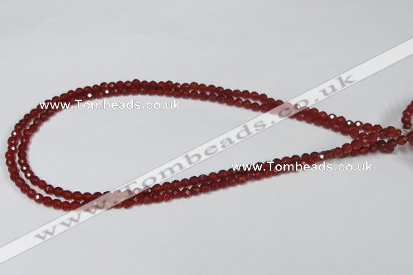 CAA117 15.5 inches 4mm faceted round red agate gemstone beads