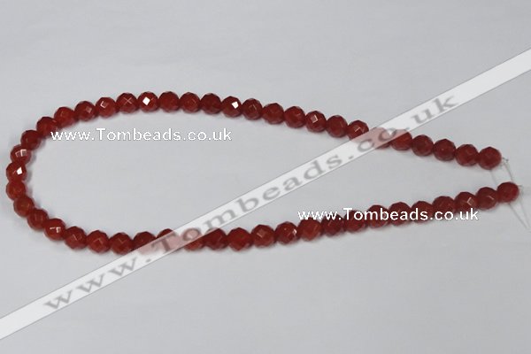 CAA118 15.5 inches 8mm faceted round red agate gemstone beads