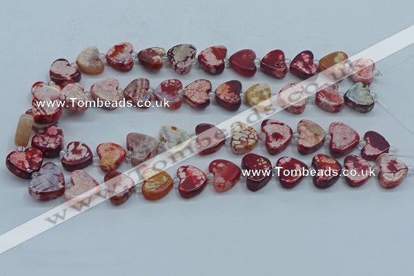 CAA1188 15.5 inches 16mm - 18mm heart dragon veins agate beads