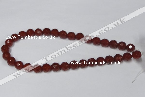 CAA119 15.5 inches 12mm faceted round red agate gemstone beads