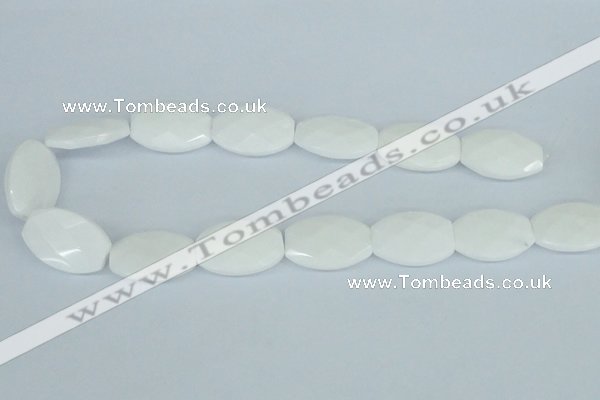 CAA12 15.5 inches 20*30mm faceted oval white agate gemstone beads