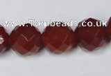 CAA120 15.5 inches 14mm faceted round red agate gemstone beads