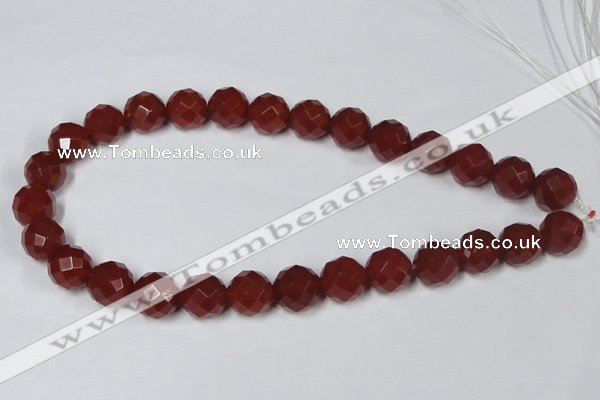 CAA120 15.5 inches 14mm faceted round red agate gemstone beads