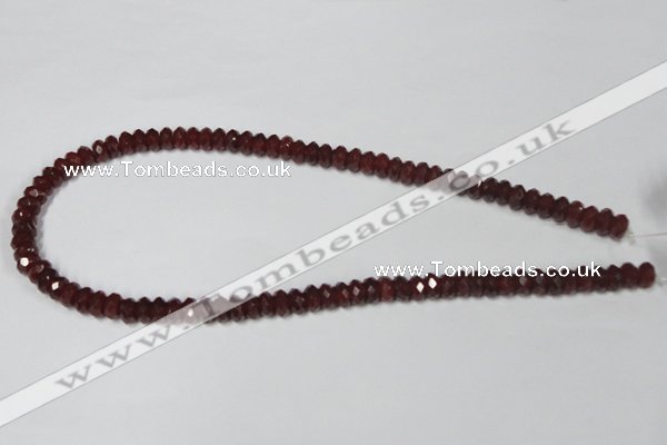 CAA123 15.5 inches 5*8mm faceted rondelle red agate gemstone beads