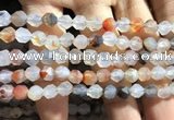 CAA1230 15.5 inches 6mm faceted nuggets matte dendritic agate beads