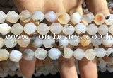 CAA1232 15.5 inches 10mm faceted nuggets matte dendritic agate beads