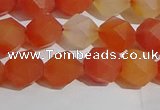 CAA1237 15.5 inches 8mm faceted nuggets matte red agate beads