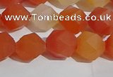 CAA1238 15.5 inches 10mm faceted nuggets matte red agate beads