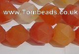 CAA1239 15.5 inches 12mm faceted nuggets matte red agate beads