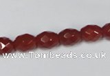 CAA125 15.5 inches 8*10mm faceted rice red agate gemstone beads