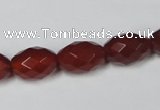 CAA126 15.5 inches 10*14mm faceted rice red agate gemstone beads