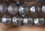 CAA1260 15.5 inches 6mm faceted round AB-color grey agate beads