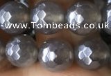 CAA1261 15.5 inches 8mm faceted round AB-color grey agate beads