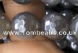 CAA1262 15.5 inches 10mm faceted round AB-color grey agate beads