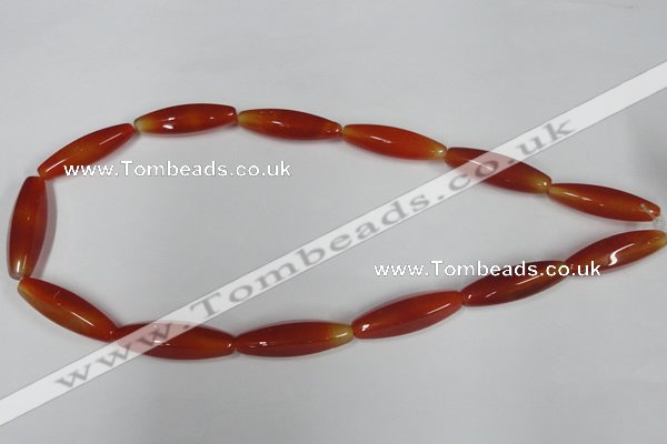 CAA127 15.5 inches 10*30mm rice red agate gemstone beads