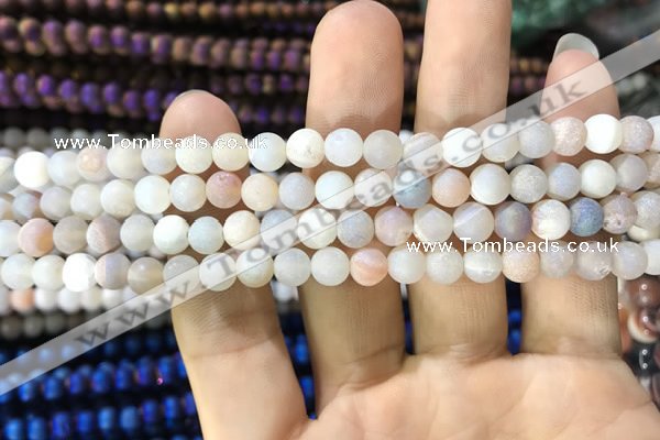 CAA1271 15.5 inches 6mm round matte plated druzy agate beads