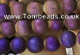 CAA1274 15.5 inches 6mm round matte plated druzy agate beads