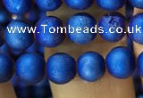 CAA1279 15.5 inches 6mm round matte plated druzy agate beads