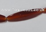 CAA128 15.5 inches 10*40mm rice red agate gemstone beads