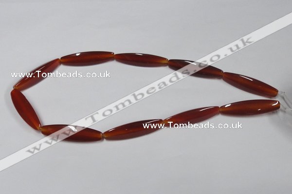 CAA128 15.5 inches 10*40mm rice red agate gemstone beads